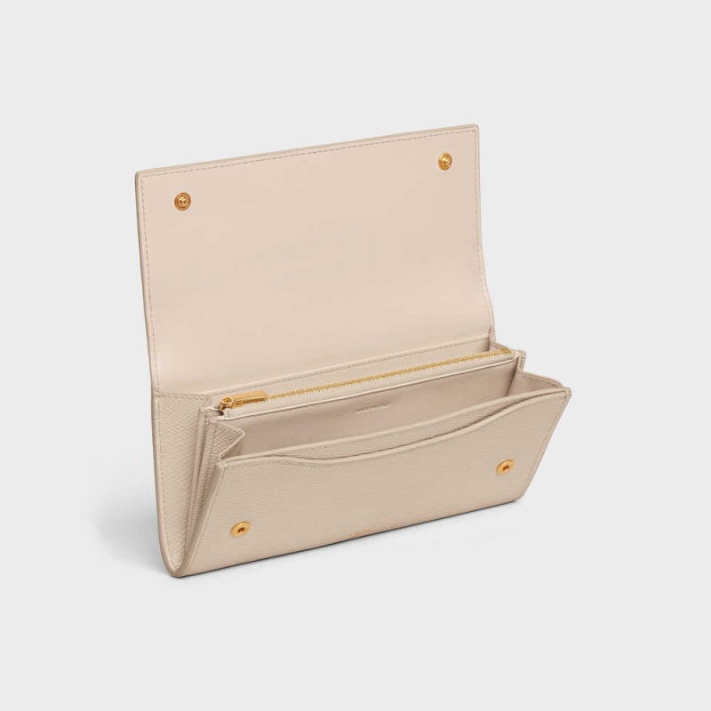 Celine Large flap in Grained calfskin Wallets Nude | CL-592996