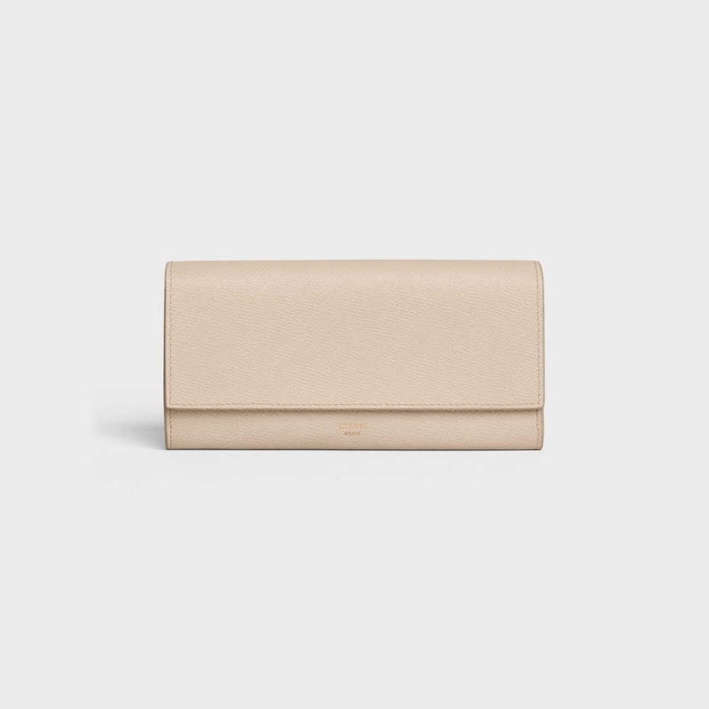 Celine Large flap in Grained calfskin Wallets Nude | CL-592996