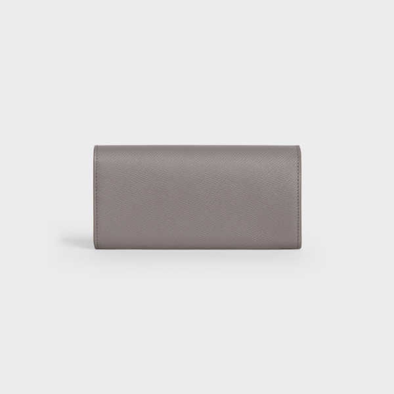 Celine Large flap in Grained calfskin Wallets Pebble | CL-592995