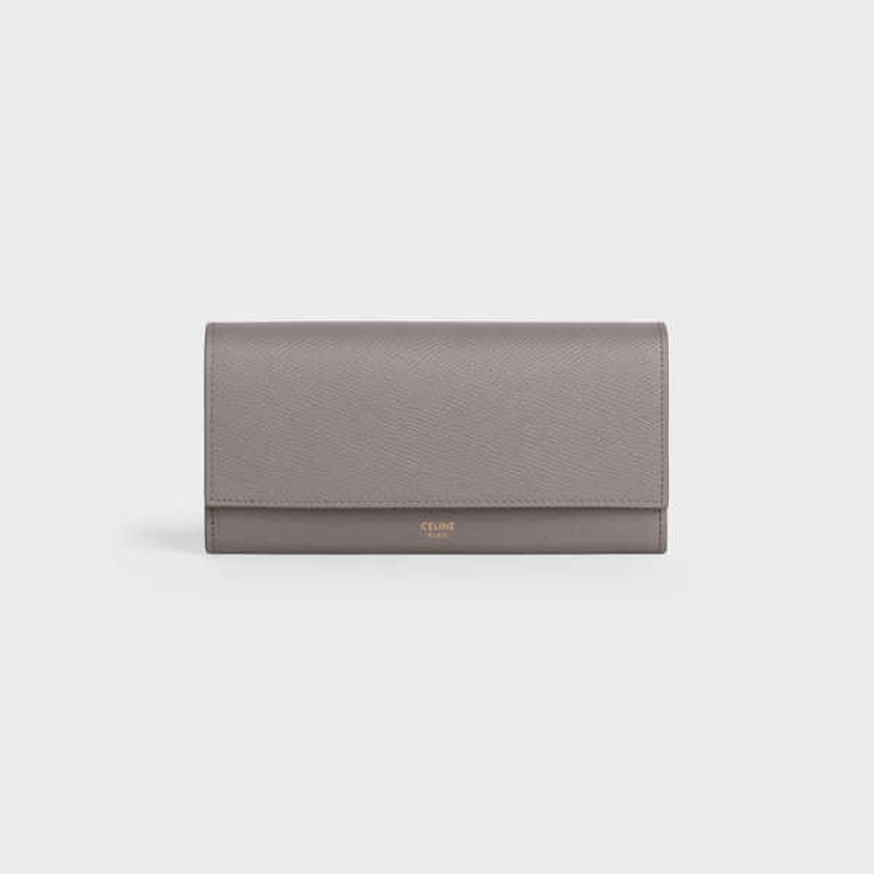 Celine Large flap in Grained calfskin Wallets Pebble | CL-592995