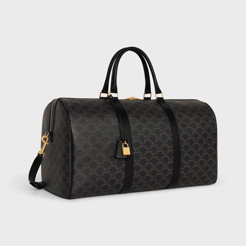 Celine Large in Triomphe Canvas and calfskin Travel Bags Black | CL-591818