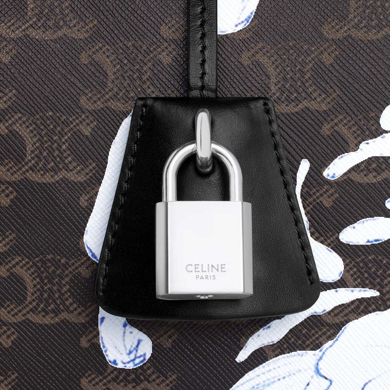 Celine Large in Triomphe Canvas with David Weiss Wave Print Travel Bags Black | CL-591819