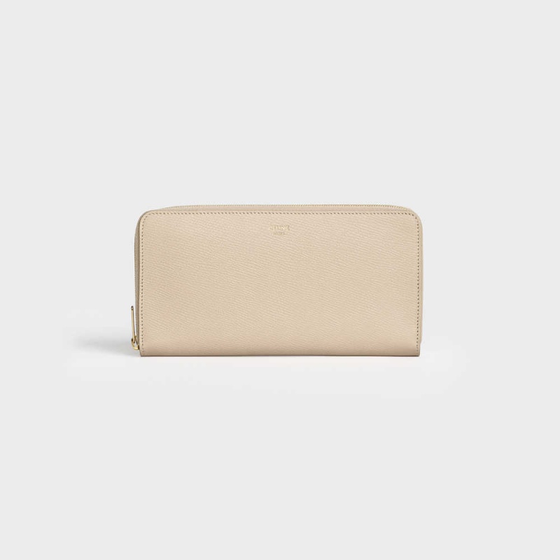 Celine Large zipped in Grained calfskin Wallets Nude | CL-593001