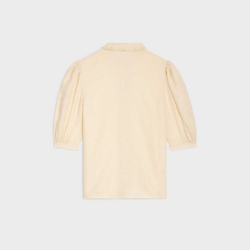 Celine Lavallière blouse in silk Shirts Metal Blanc | CL-592820