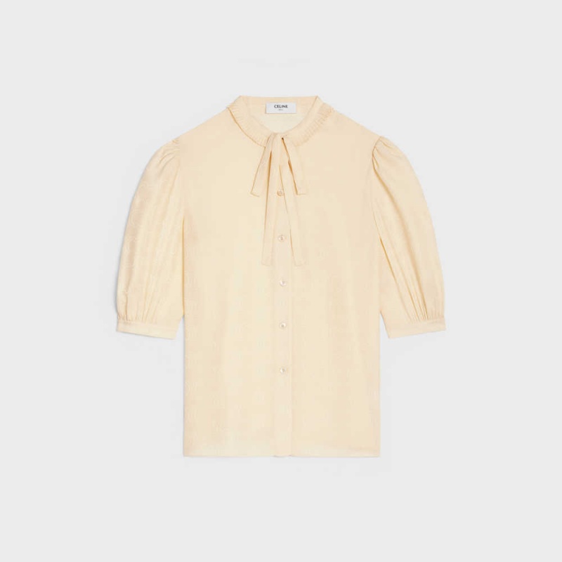 Celine Lavallière blouse in silk Shirts Metal Blanc | CL-592820