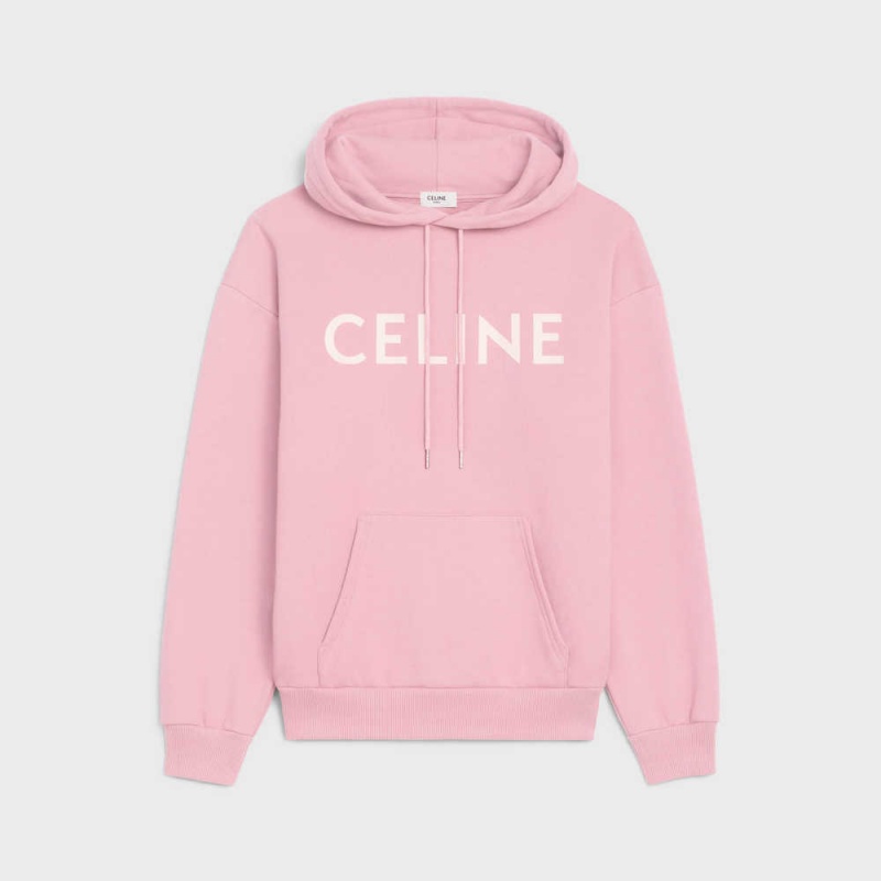 Celine Loose hoodie in Cotton fleece Sweatshirts Blossom pink/ off white | CL-592806