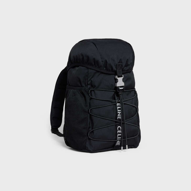 Celine MEDIUM TREKKING in nylon Backpacks Black | CL-591840