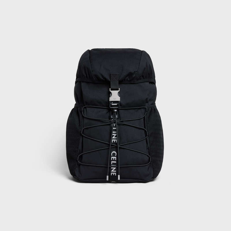 Celine MEDIUM TREKKING in nylon Backpacks Black | CL-591840