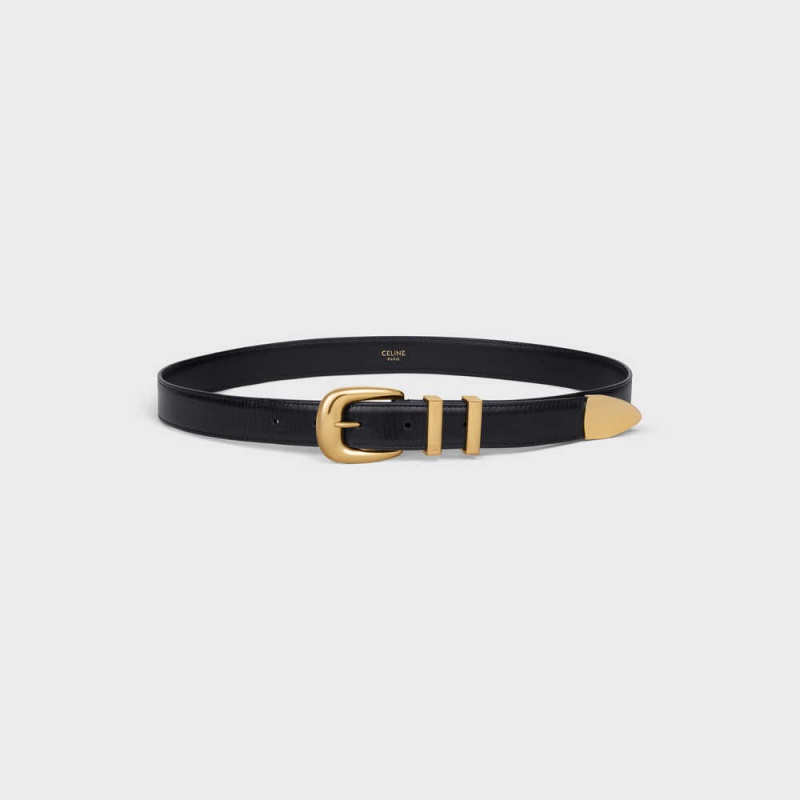 Celine MEDIUM WESTERN in Taurillon Leather Belts Black | CL-592480