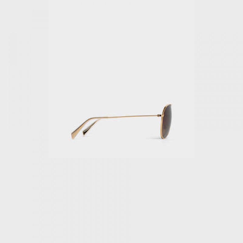 Celine METAL FRAME 01 IN METAL WITH POLARIZED LENSES Sunglasses Gold/Gradient Grey | CL-591758