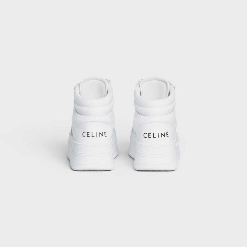 Celine MID BLOCK SNEAKERS WITH VELCRO AND WEDGE in CALFSKIN Sneakers Optic White | CL-592545