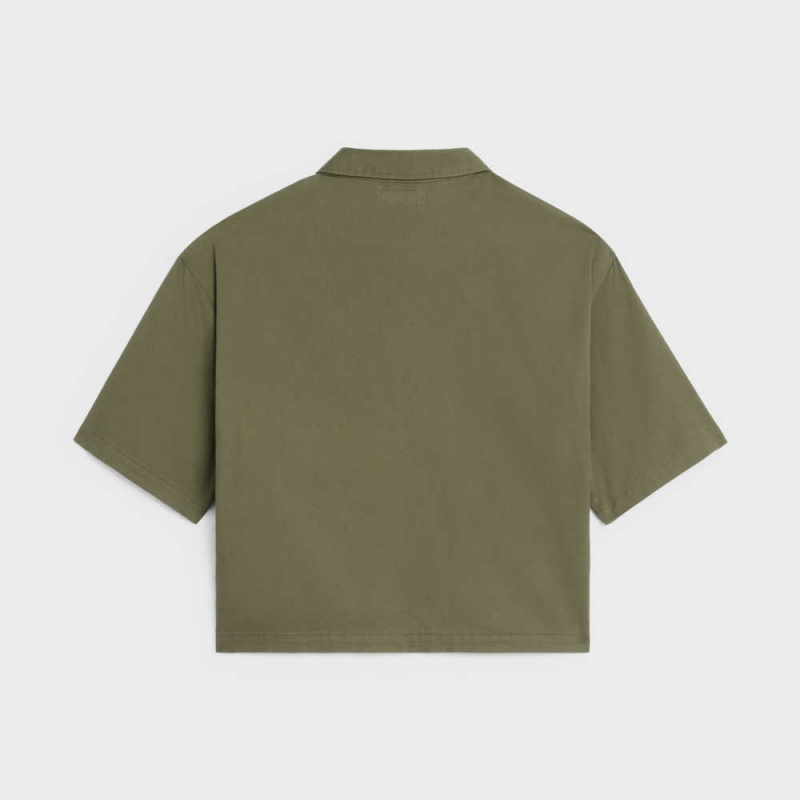 Celine MILITARY IN LIGHTWEIGHT TWILL Shirts Kaki | CL-592821