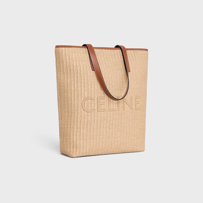 Celine MUSEUM BAG in RAFFIA EFFECT TEXTILE with celine EMBROIDERY Cabas Natural / Tan | CL-591835