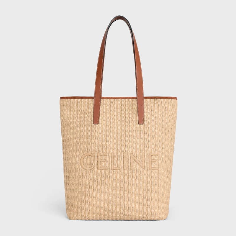 Celine MUSEUM BAG in RAFFIA EFFECT TEXTILE with celine EMBROIDERY Cabas Natural / Tan | CL-591835