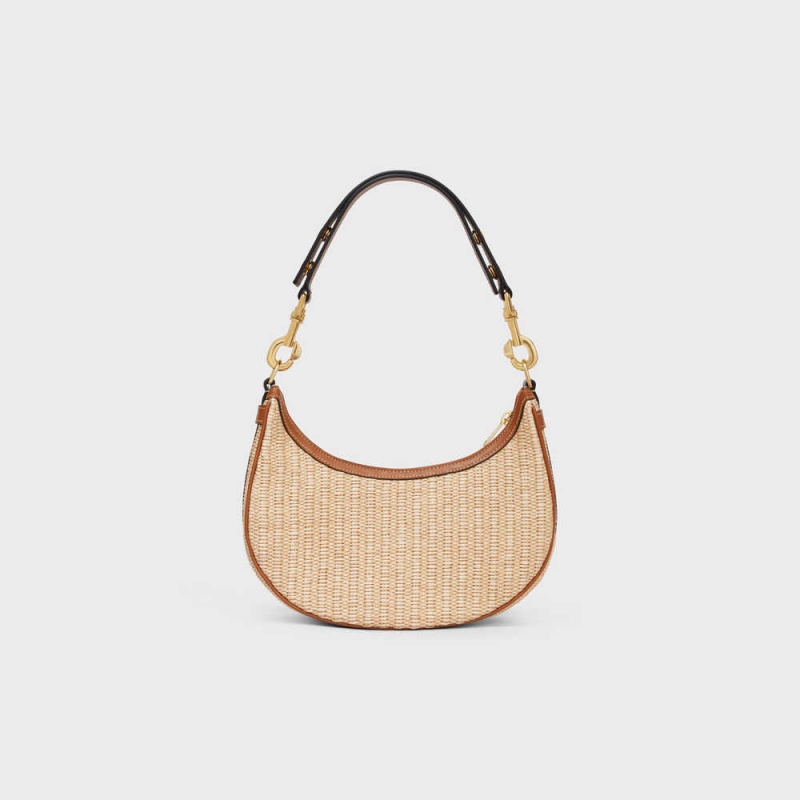 Celine MediumStrap Bag in RAFFIA EFFECT TEXTILE AND CALFSKIN Ava Natural / Tan | CL-593100