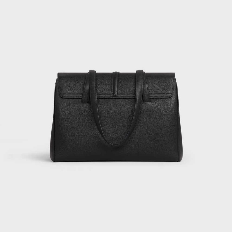 Celine Medium Soft Bag in Supple Grained Calfskin 16 Black | CL-593263