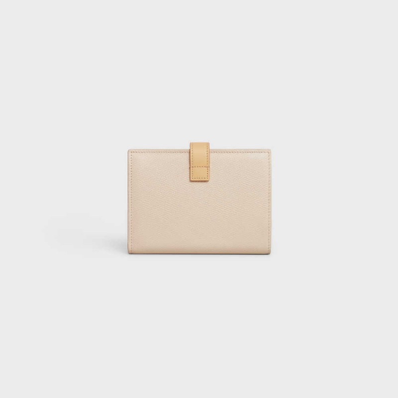 Celine Medium strap in Bicolour Grained Calfskin Wallets Limestone / pollen | CL-592992