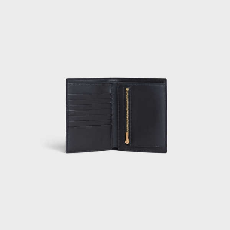 Celine Medium strap in Grained calfskin Wallets Black | CL-592989