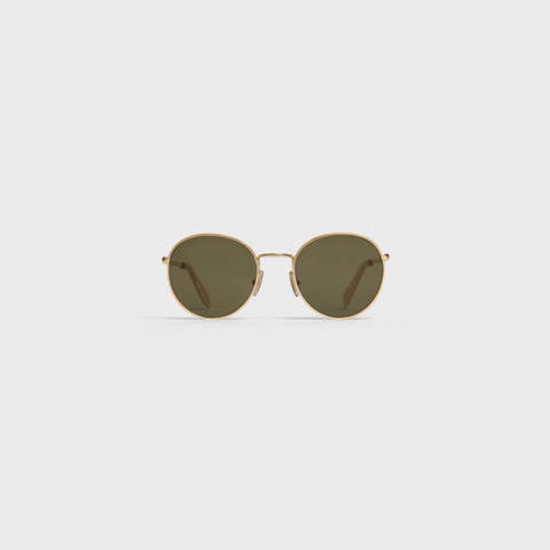 Celine Metal Frame 06 in Metal with Mineral Glass Lenses Sunglasses Gold/Green | CL-591759