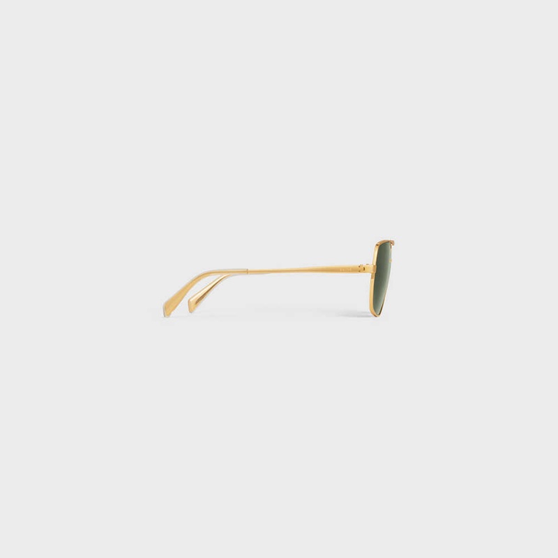 Celine Metal Frame 24 in Metal Sunglasses Gold / Green | CL-592409