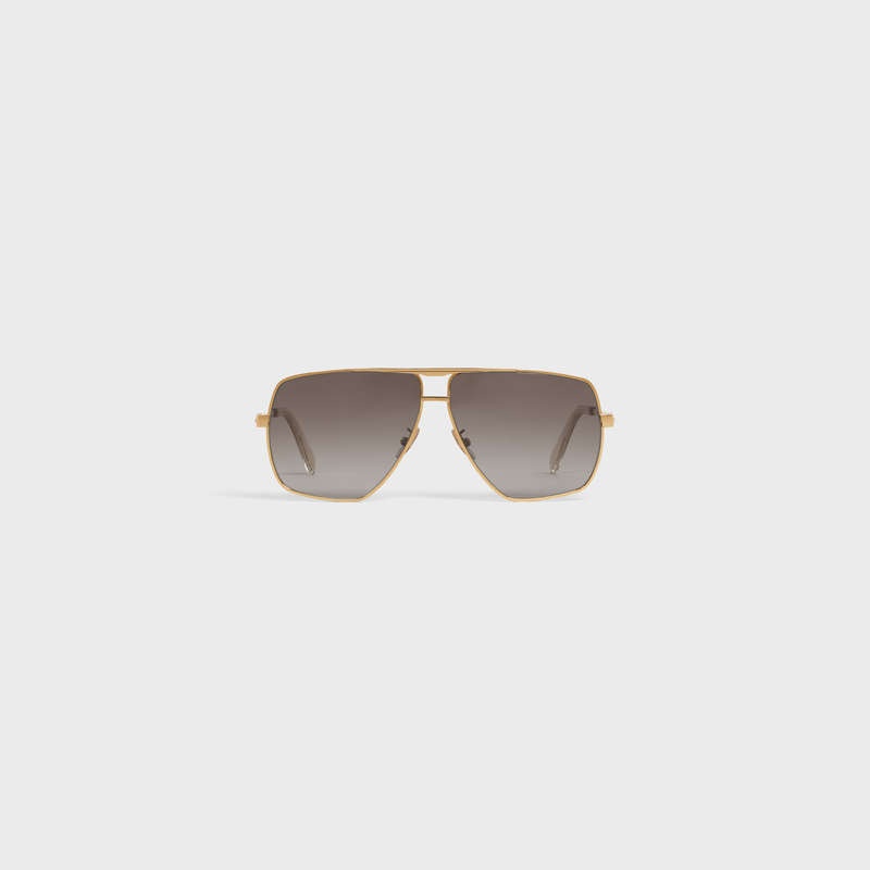 Celine Metal Frame 25 in Metal with Polarized Lenses Sunglasses Gold / Gradient Brown | CL-591754