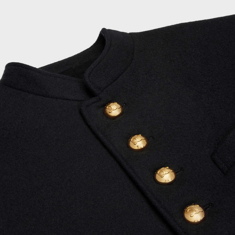 Celine Military in wool cloth Coats Black | CL-592625