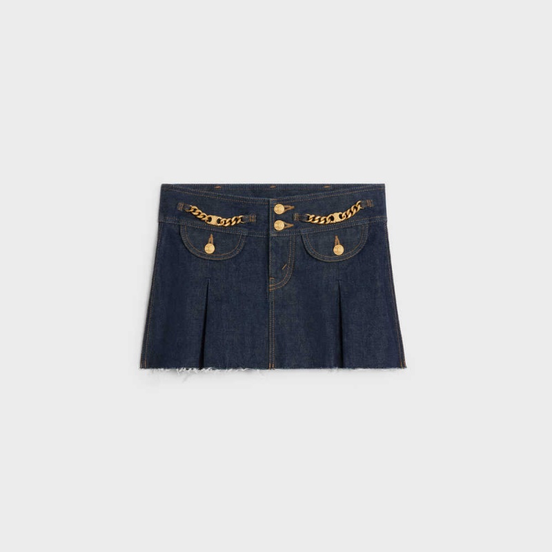 Celine Mini in rinsed wash denim Skirts RINSED | CL-592882