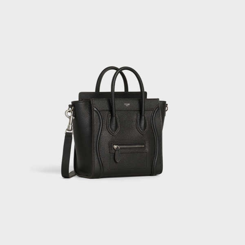 Celine Nano bag in drummed calfskin Luggage Black | CL-593047