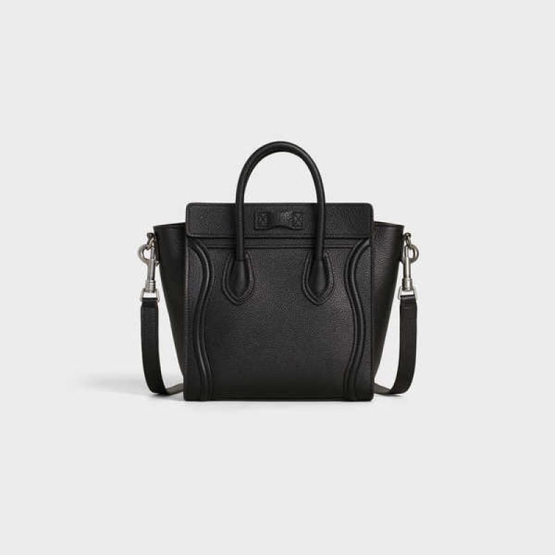 Celine Nano bag in drummed calfskin Luggage Black | CL-593047