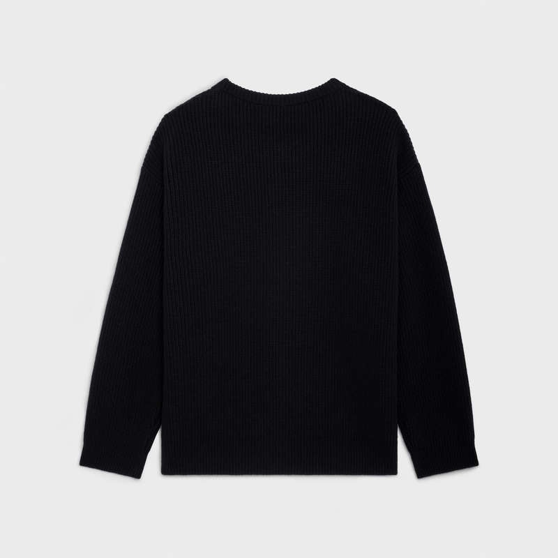 Celine OVERSIZED IN RIBBED WOOL Knitwear Black | CL-592101