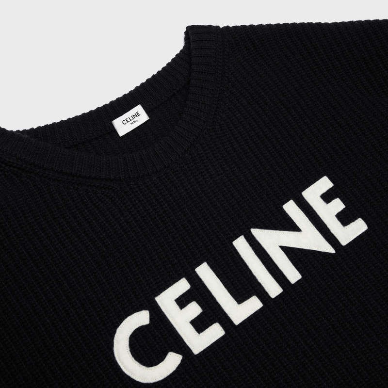 Celine OVERSIZED IN RIBBED WOOL Knitwear Black | CL-592101