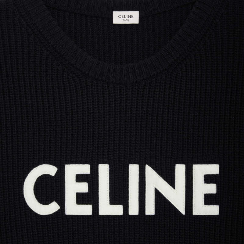 Celine OVERSIZED IN RIBBED WOOL Knitwear Black | CL-592101