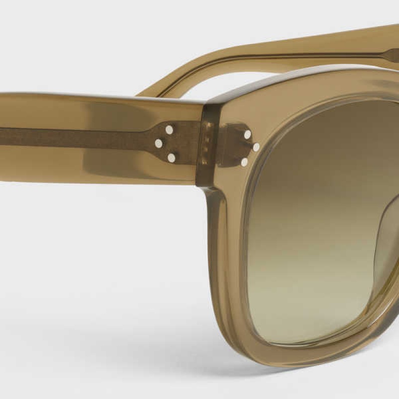 Celine Oversized S002 in Acetate Sunglasses Transparent Khaki | CL-592438