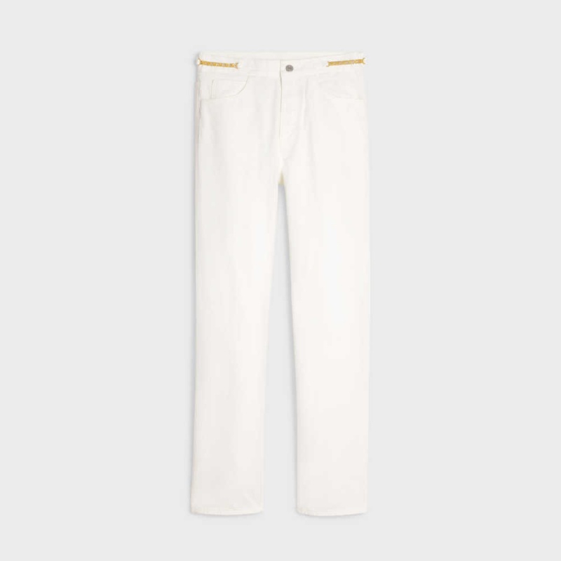 Celine POLLY JEANS IN OPTIC WASH DENIM Pants OPTIC WHITE WASH | CL-592712