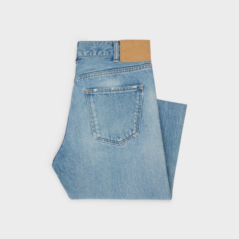 Celine POLLY JEANS IN STEEL BLUE WASH DENIM Pants STEEL BLUE WASH | CL-592711