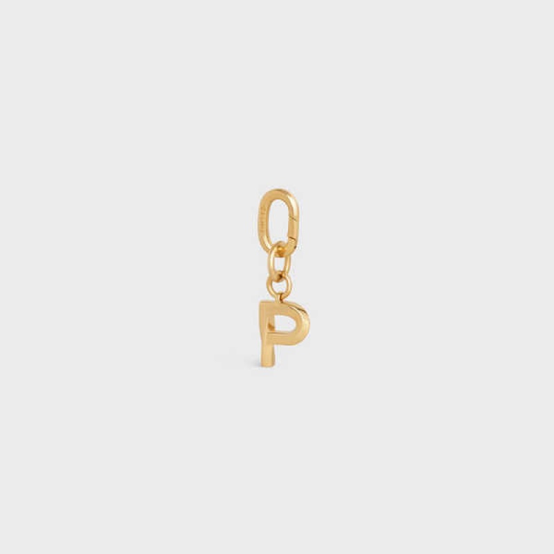 Celine P CHARM in Brass Leather Goods Accessories Gold | CL-592935