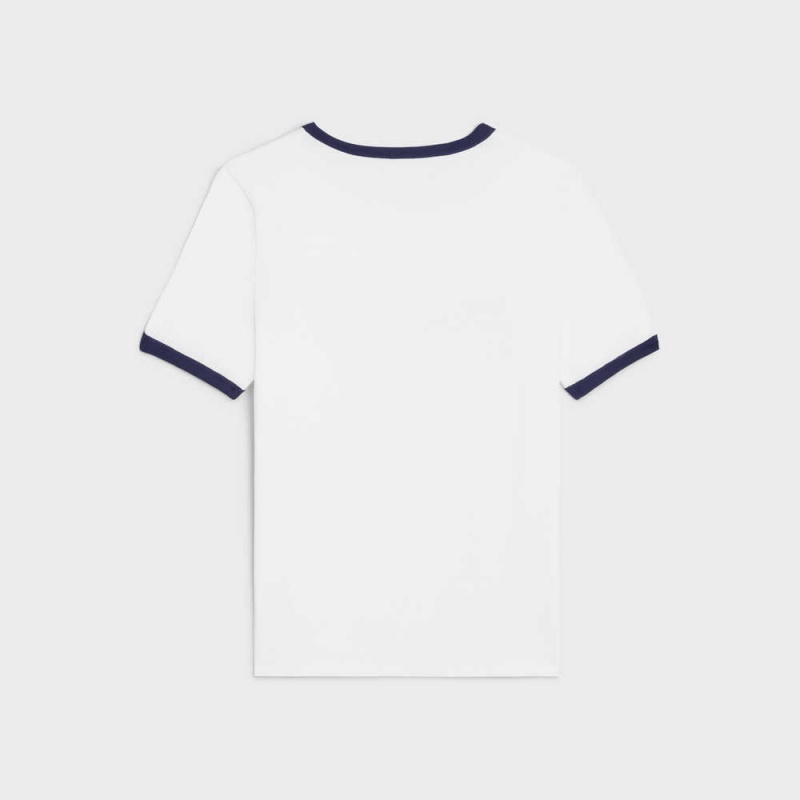 Celine Paris 70 s in cotton jersey T-shirts Off White / Navy | CL-592779