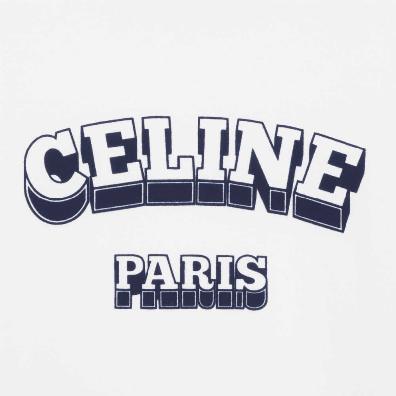 Celine Paris 70 s in cotton jersey T-shirts Off White / Navy | CL-592779