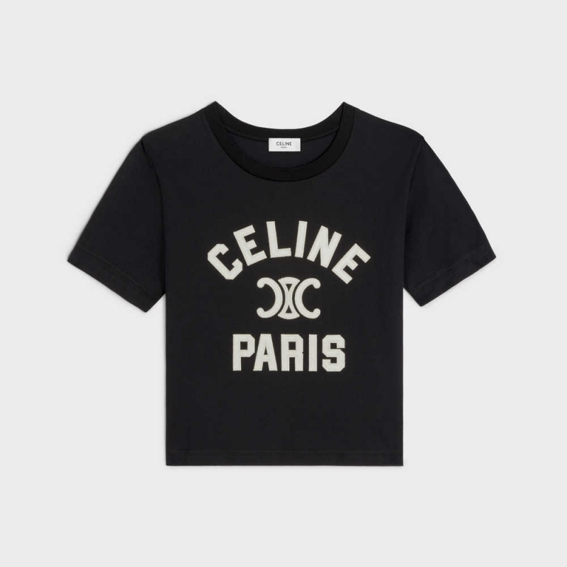 Celine Paris boxy in cotton jersey T-shirts Black / white | CL-592787