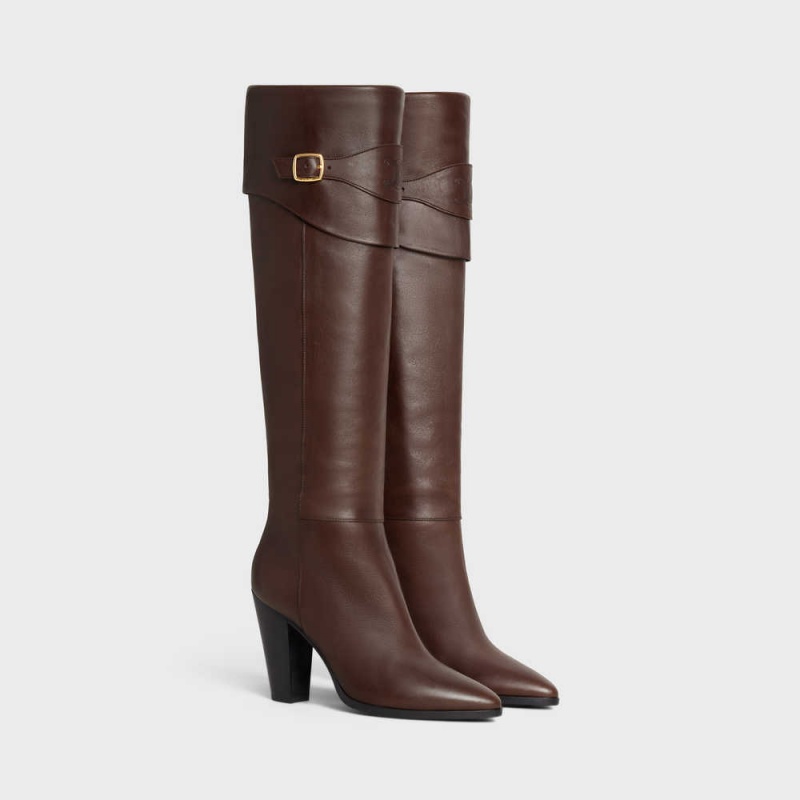 Celine RIDING WITH TRIOMPHE WILTERN in CALFSKIN Boots OAK | CL-592516