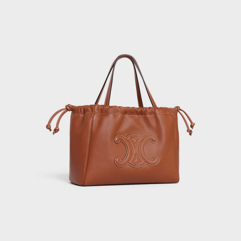 Celine SMALL CABAS DRAWSTRING in Smooth Calfskin Cuir Triomphe Tan | CL-593155