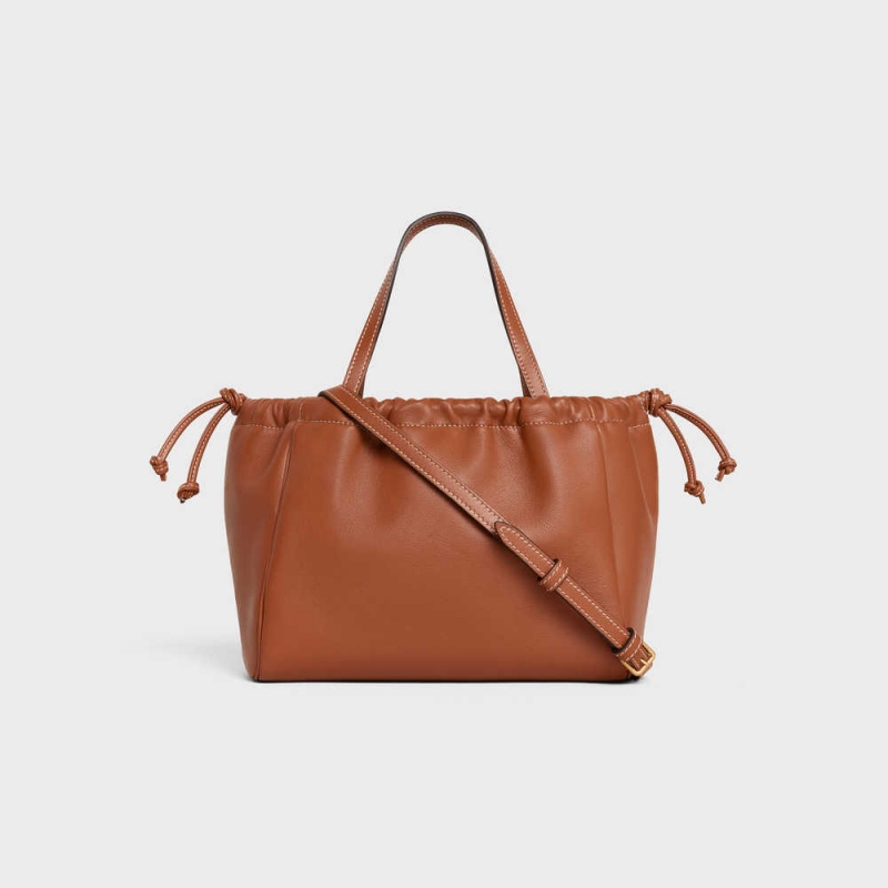 Celine SMALL CABAS DRAWSTRING in Smooth Calfskin Cuir Triomphe Tan | CL-593155