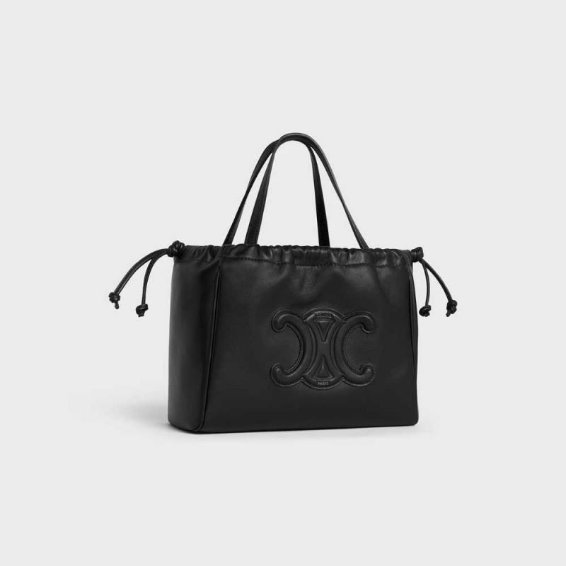 Celine SMALL CABAS DRAWSTRING in Smooth Calfskin Cuir Triomphe Black | CL-593154