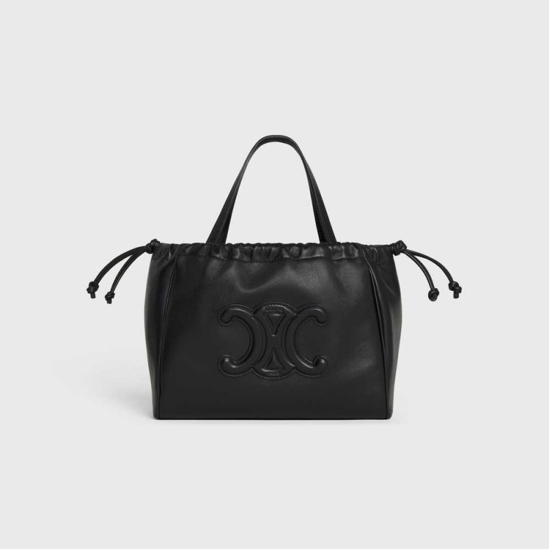 Celine SMALL CABAS DRAWSTRING in Smooth Calfskin Cuir Triomphe Black | CL-593154