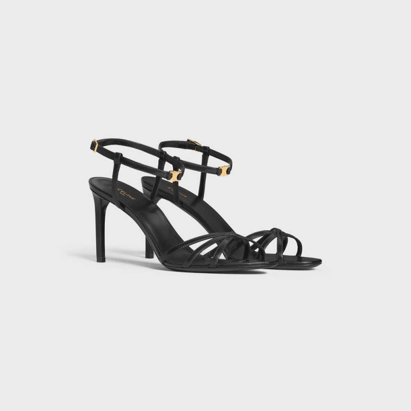 Celine SOIR in LAMBSKIN Sandals Black | CL-592596