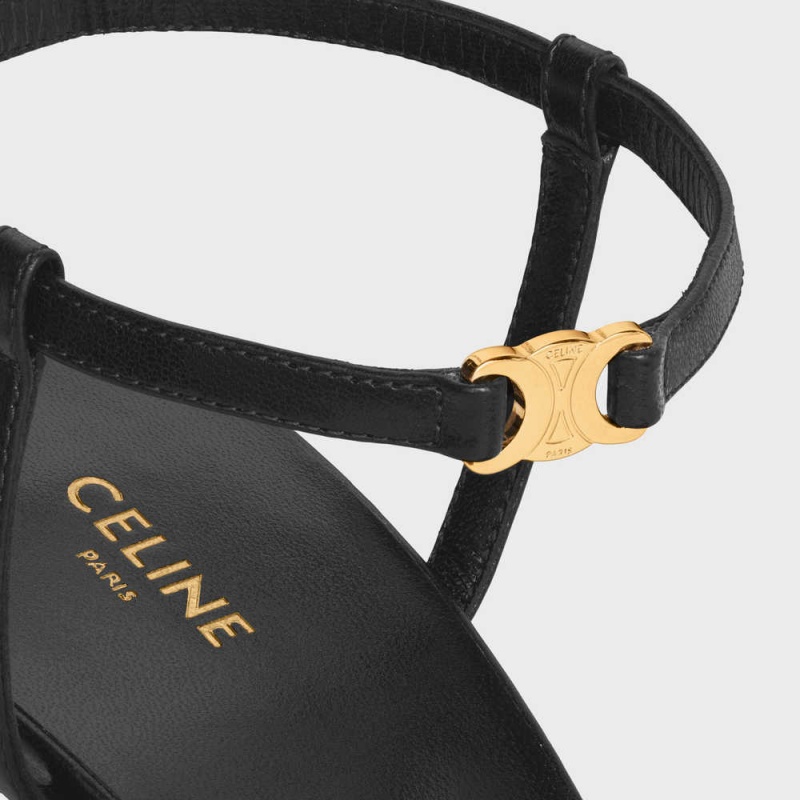 Celine SOIR in LAMBSKIN Sandals Black | CL-592596