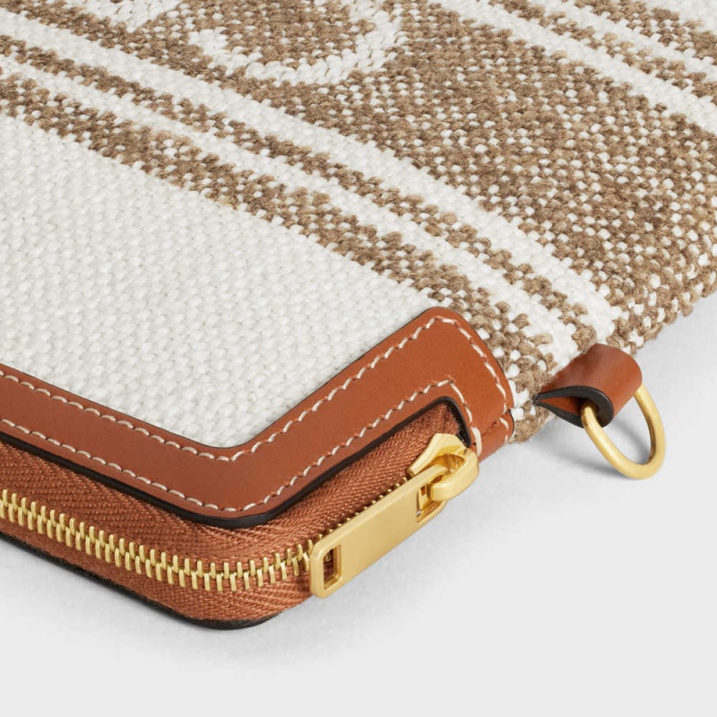 Celine STRAP in STRIPED TEXTILE with celine JACQUARD Pouch Tobacco / Tan | CL-592887