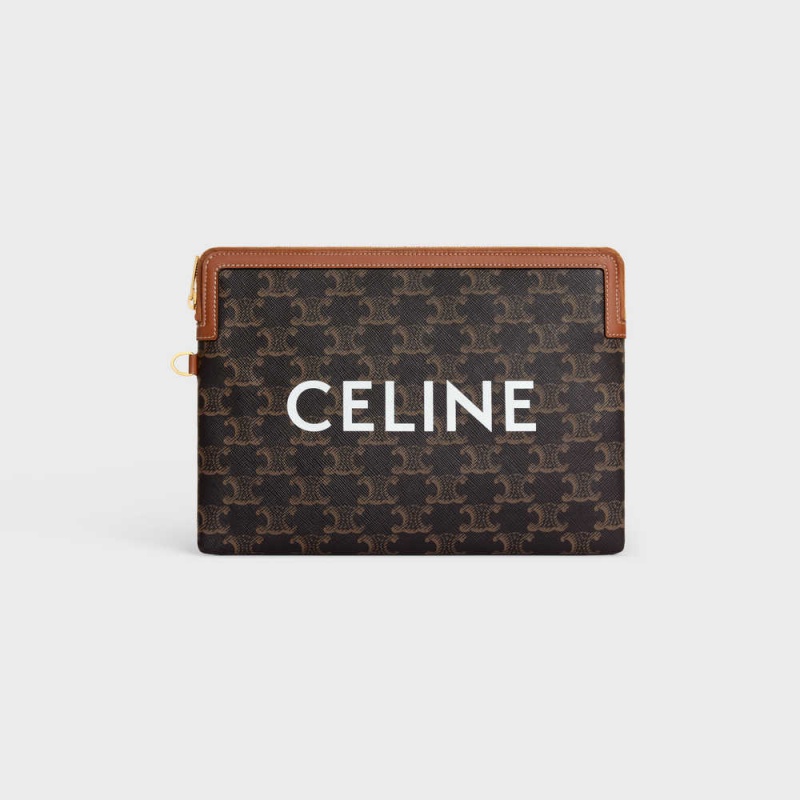 Celine STRAP in Triomphe Canvas and Pouch Tan | CL-592888