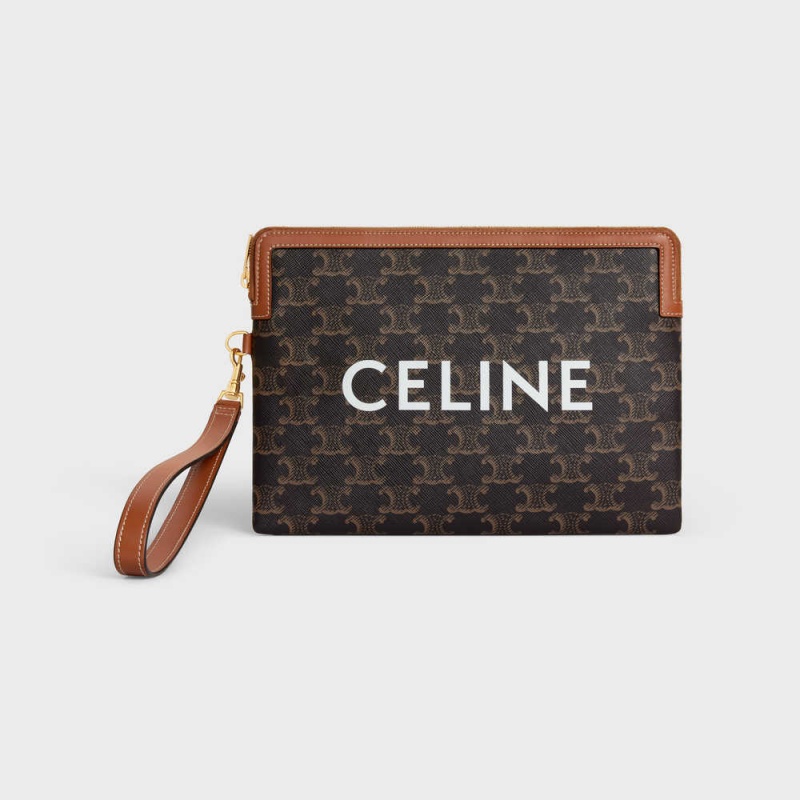 Celine STRAP in Triomphe Canvas and Pouch Tan | CL-592888