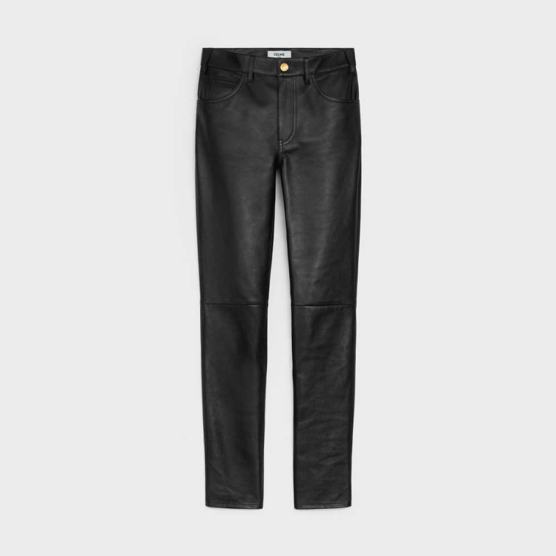 Celine Second skin jeans in soft Leather Black | CL-592607